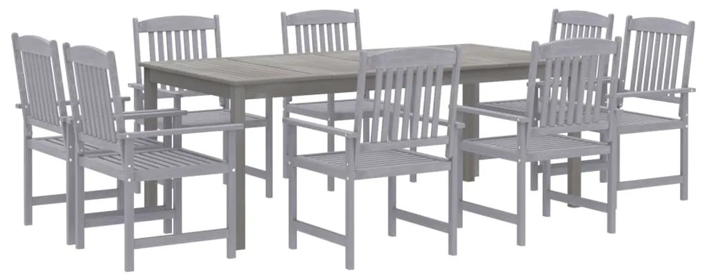 9 pcs conjunto de jantar para jardim acácia maciça cinzento