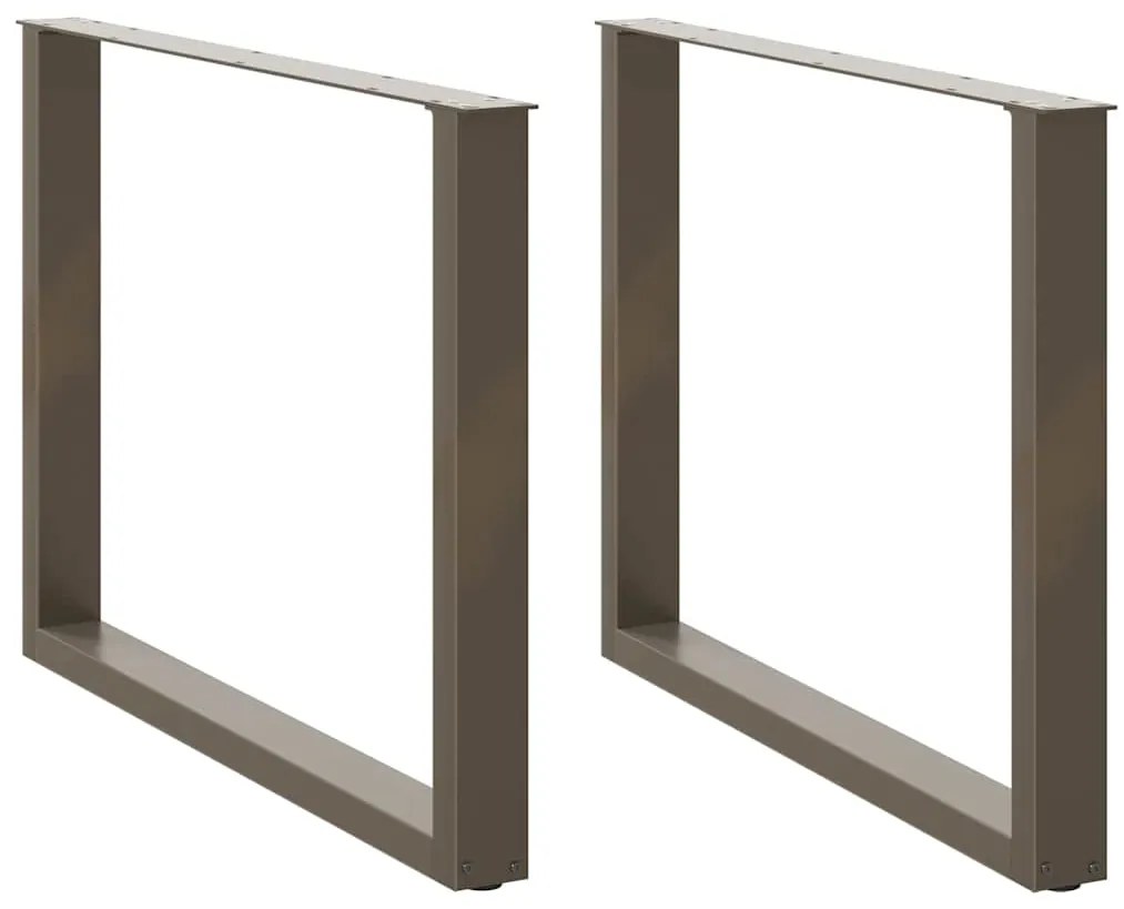 vidaXL Pés para mesa de jantar em formato de U, 2 peças, aço natural, 100x(72-73) cm, aço