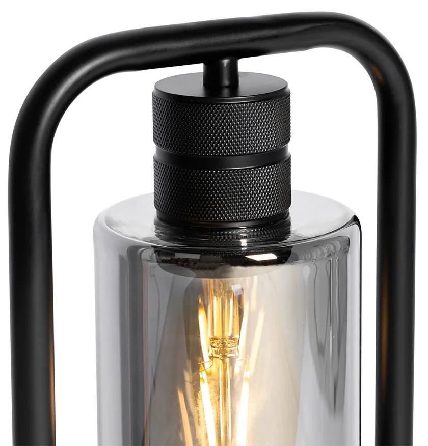 Candeeiro de mesa moderno preto com vidro fumê - Stavelot