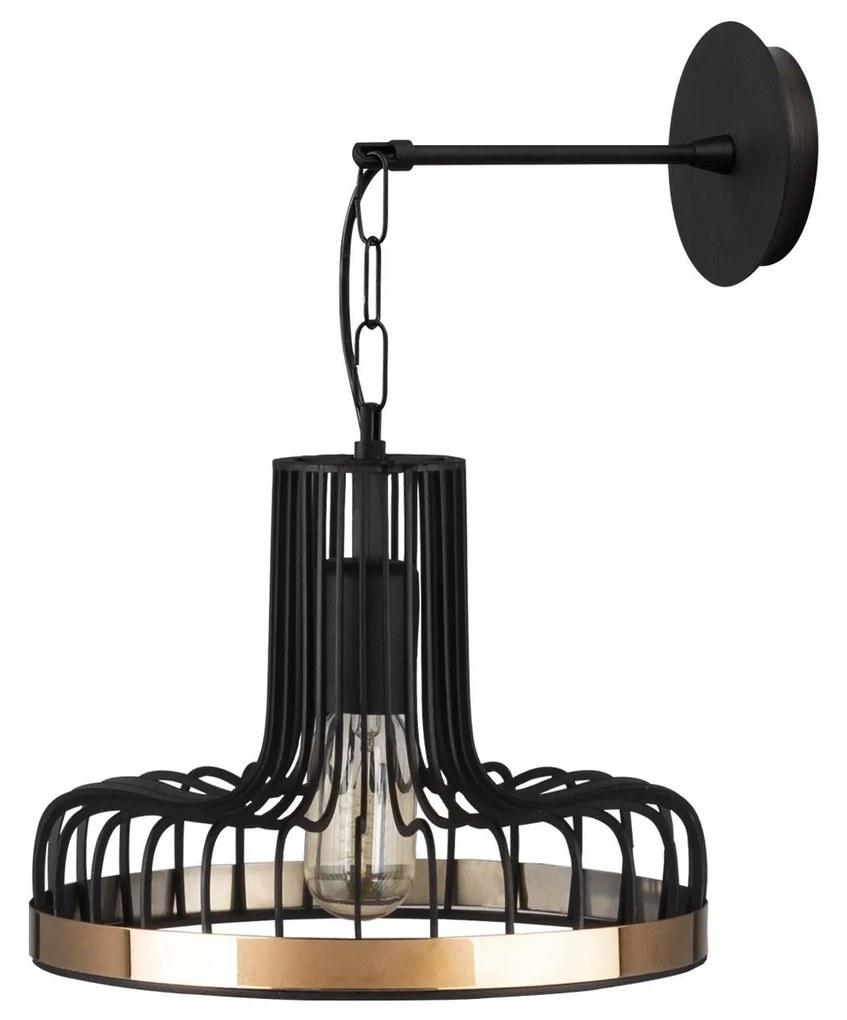 Candeeiro de Parede Fellini – Preto/Cobre – 20 x 25 cm