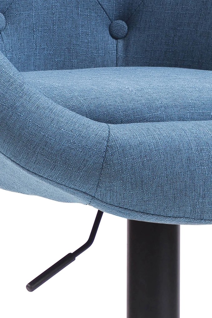 Banco de bar London em tecido e com estrutura preta 65 x 107-128 x 57 cm Azul