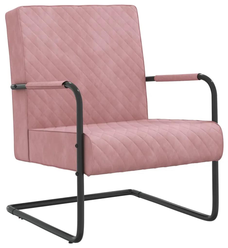 325728 vidaXL Cadeira cantilever veludo rosa