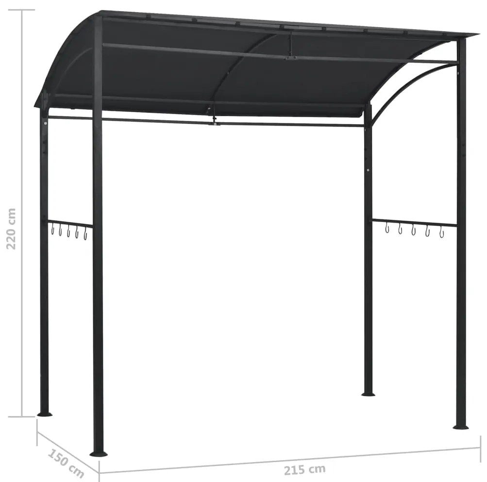 Gazebo de churrasco 215x150x220 cm aço antracite