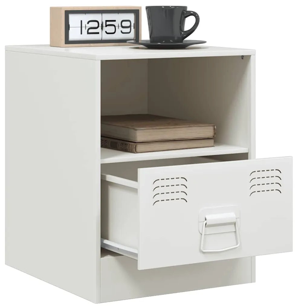 Mesa de cabeceira 34,5x39x44 cm aço branco