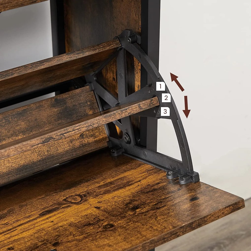 Sapateira com 4 abas 98,3 x 30 x 95 cm castanho Vintage-preto