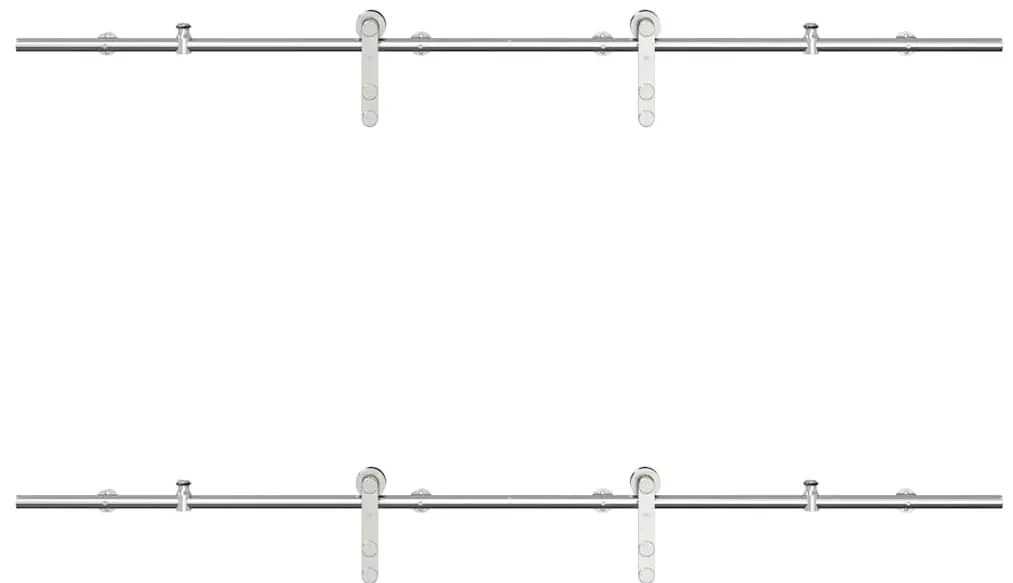 Kit ferragens p/ porta deslizante 183cm aço inoxidável prateado
