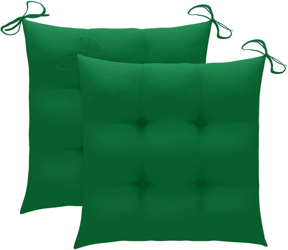 Almofadões de cadeira 2 pcs 40x40x7 cm tecido verde