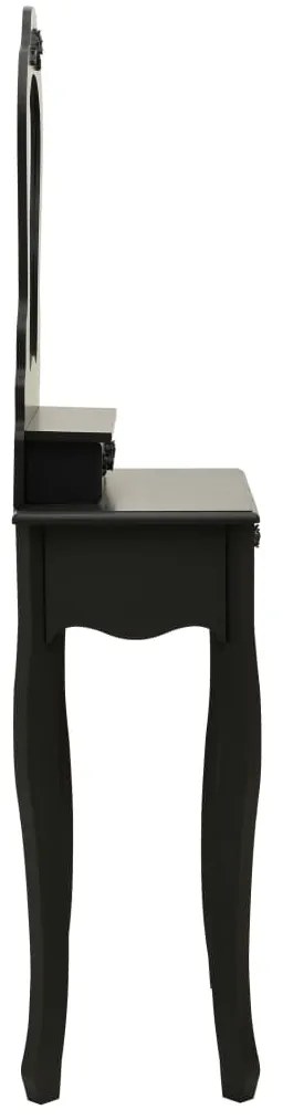Conj. toucador com banco 50x59x136 cm madeira paulownia preto