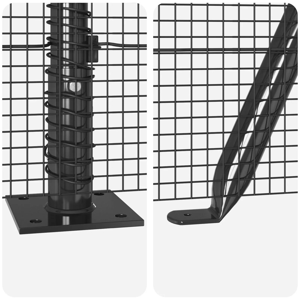 Cerca de Arame Soldado com 7 Postes Flangados Cinza 0.8x10 m Aço