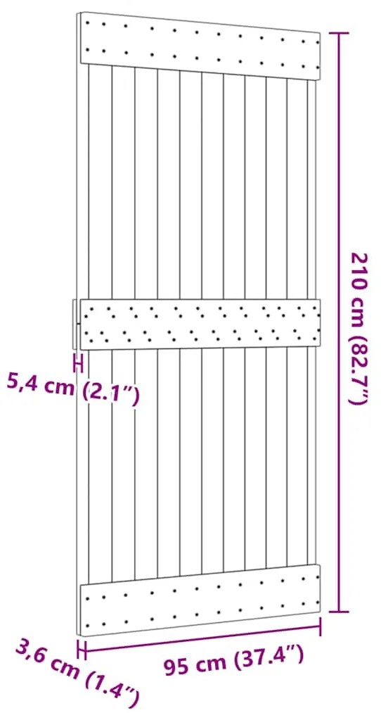 Porta NARVIK 95x210 cm madeira de pinho maciça