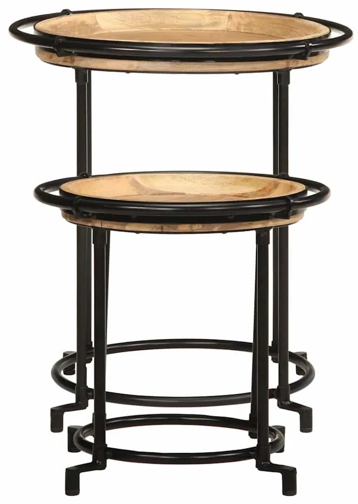 2 pcs Conjunto de mesa de apoio madeira de mangueira maciça