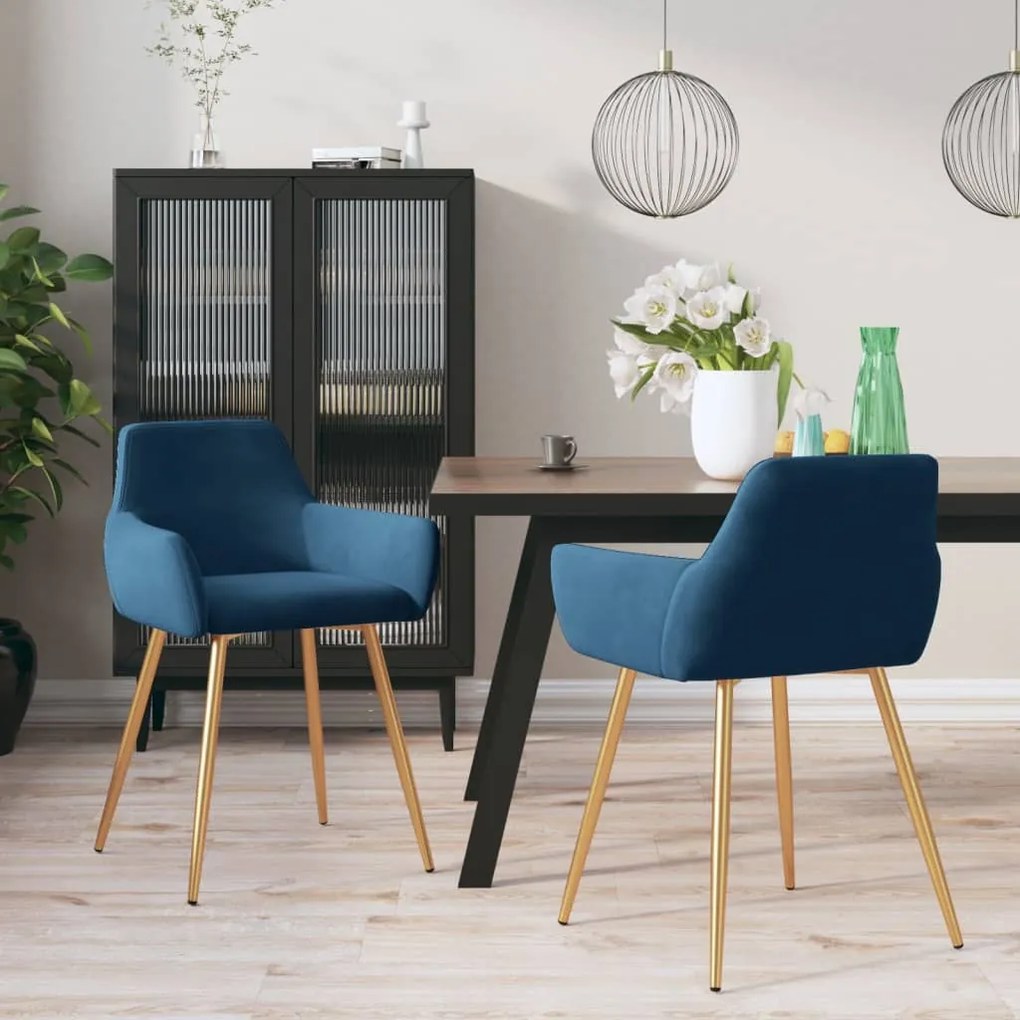 vidaXL Cadeiras de jantar 2 pcs veludo azul