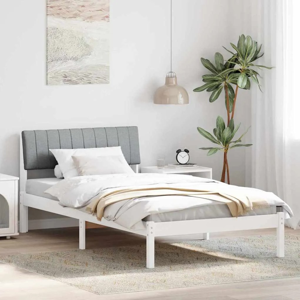 vidaXL Estrutura da cama Branco e cinza claro 100 x 200 cm