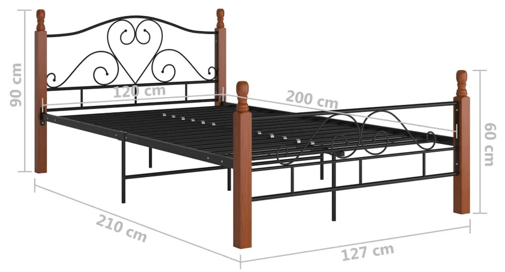 Estrutura de cama 120x200 cm metal preto