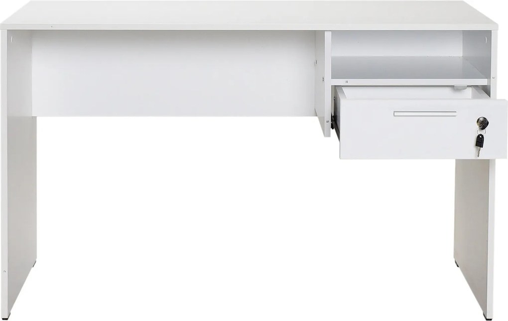 Secretária "Simple" com Gaveta - 120 x 75 x 60 cm - Branco - Design Mo