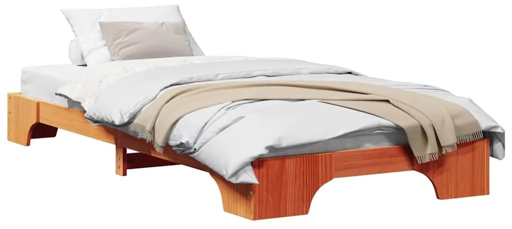 Cama de Pinho Sólido Castanho 80x200 cm