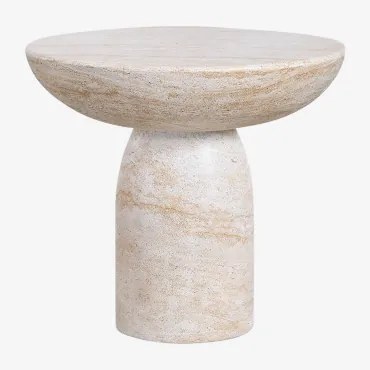 Mesa Lateral Redonda Em Cimento Travertino (ø50 Cm) Ribeseya Travertine - Sklum