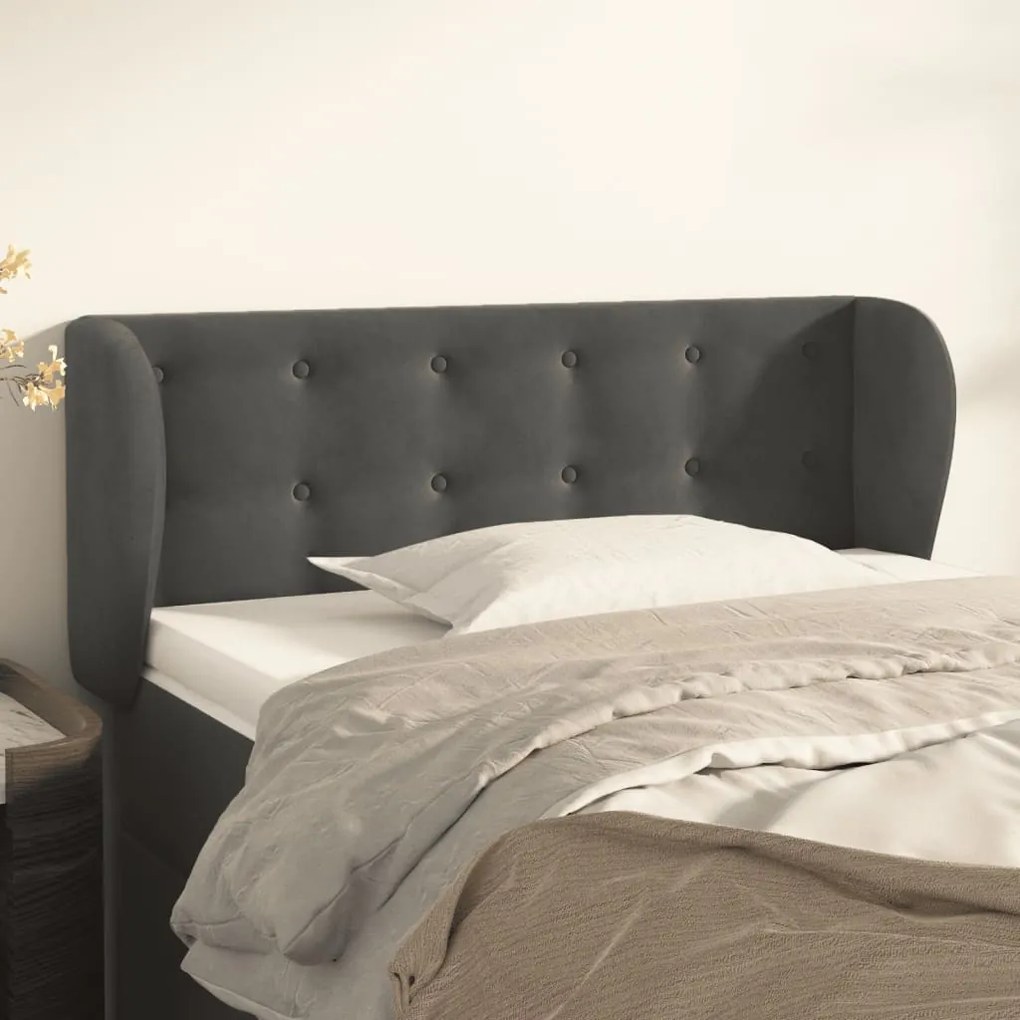 Cabeceira de cama c/ abas veludo 93x23x78/88 cm cinzento-escuro