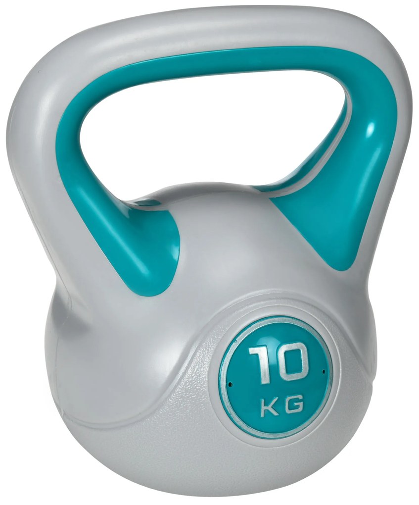 Kettlebell 10kg Peso Russo com Revestimento de PU e Enchimento de Areia para Treinamento em Casa Ginásio 22x16x26cm Azul e Cinza