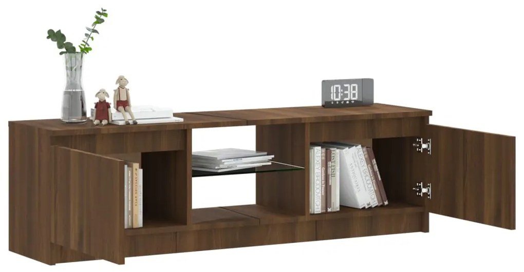 Móvel de TV com luzes LED 120x30x35,5 cm carvalho castanho