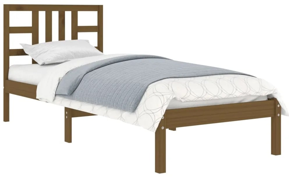 Estrutura de cama 100x200 cm madeira maciça castanho mel