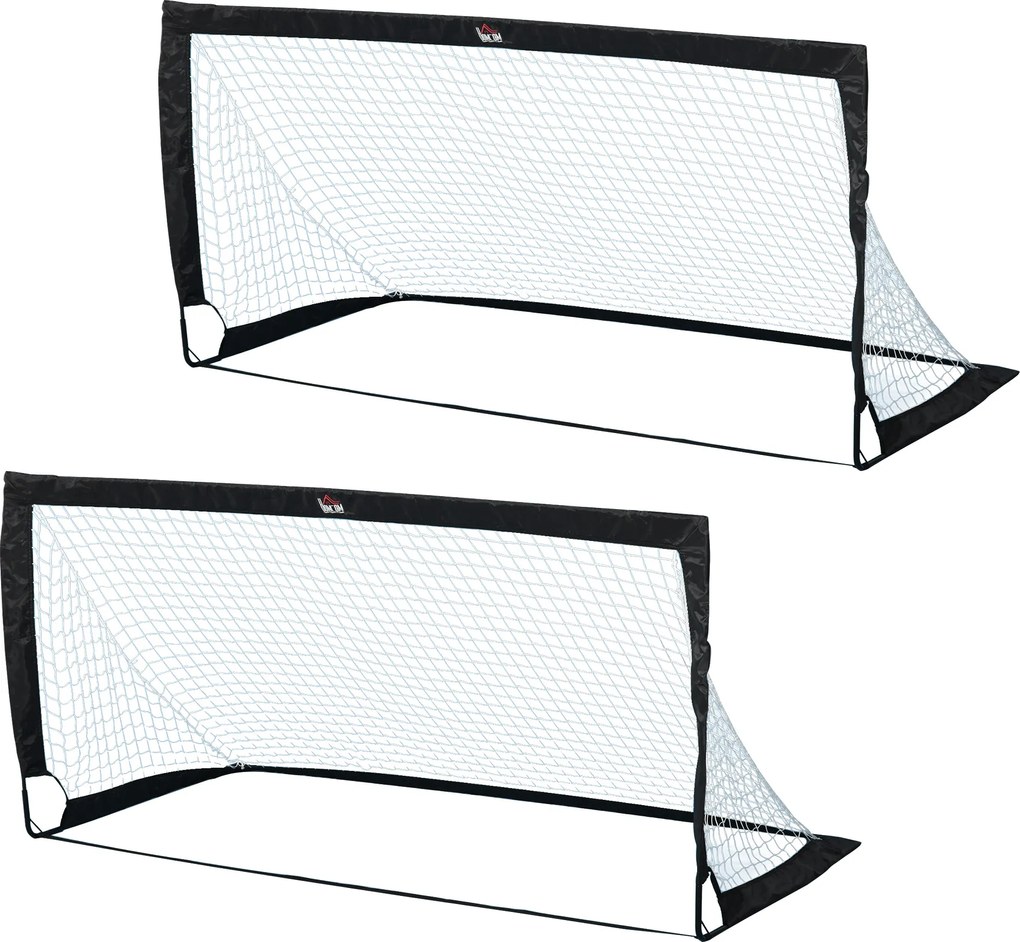 HOMCOM Balizas de Futebol Dobráveis para Crianças e Adultos com Saco de Transporte para Exterior Treino 183x90x90 cm Preto | Aosom Portugal
