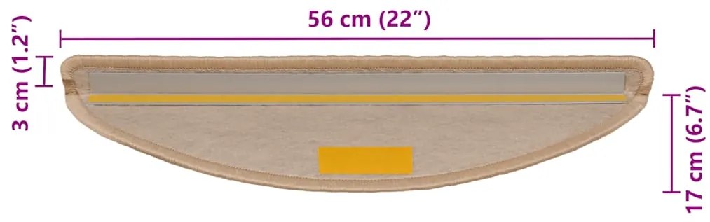 Tapetes escada adesivos aspeto sisal 30pcs 56x17x3cm bege-claro