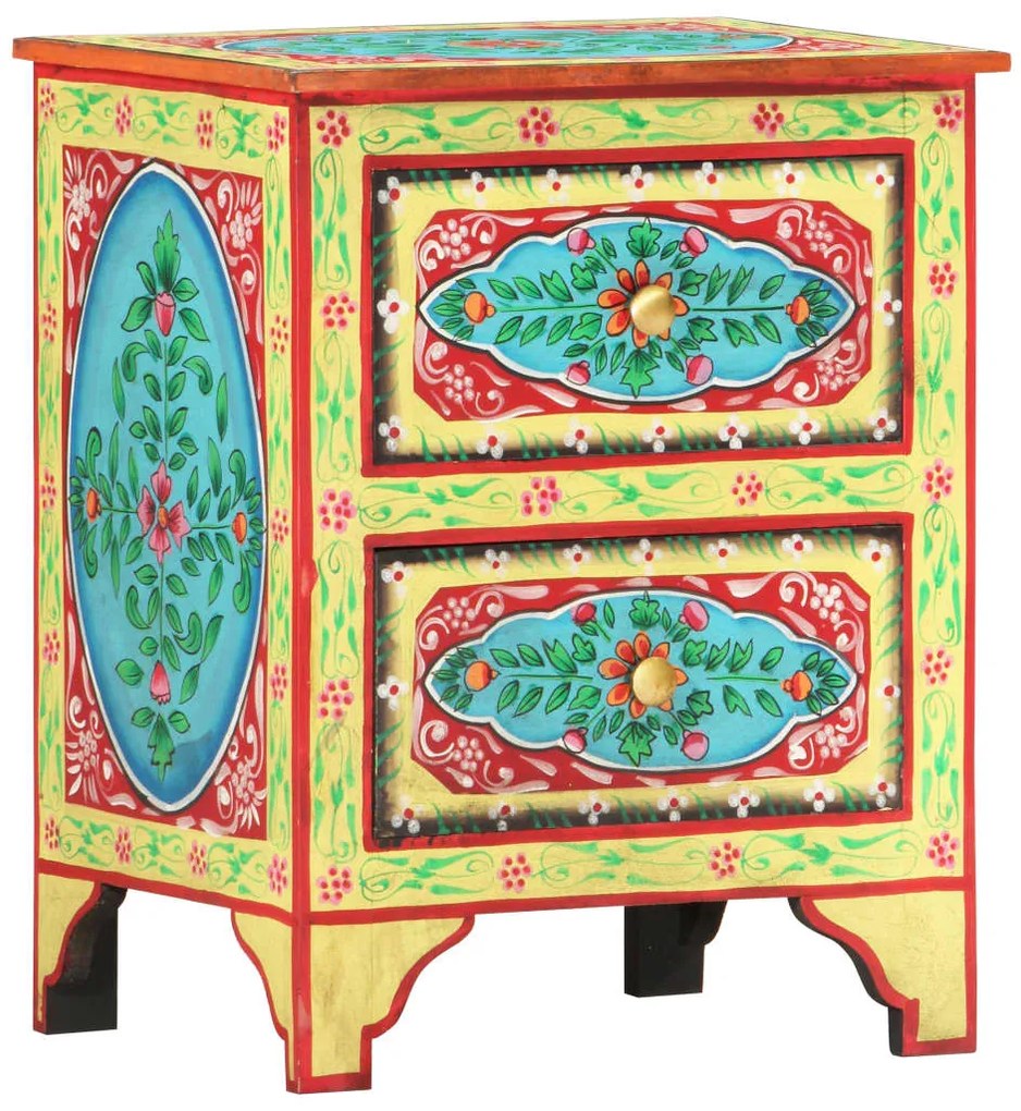 Mesa de cabeceira pintada à mão 40x30x50 cm mangueira maciça