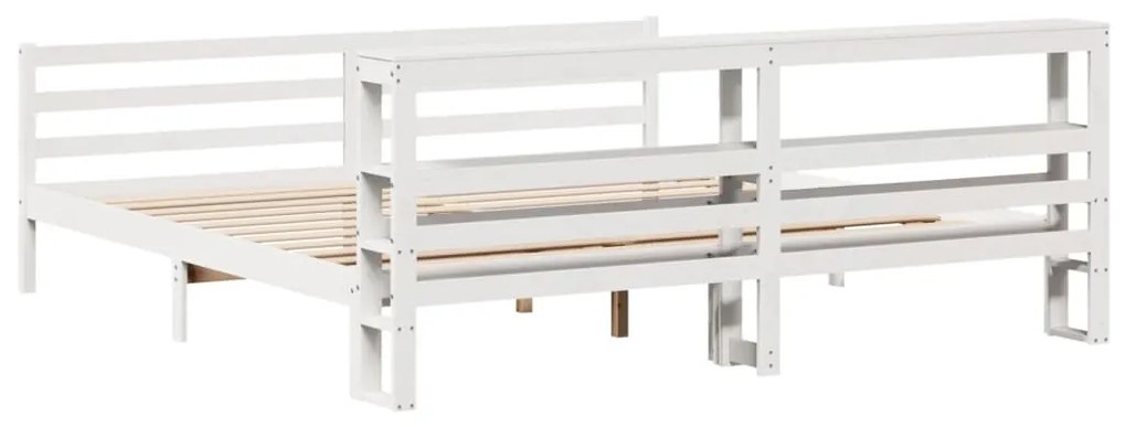 Cama sem colchão 200x200 cm madeira de pinho maciça branco