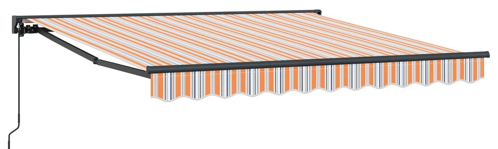 vidaXL Toldo Retrátil Azul e Laranja 350 x 250 cm Poliéster e Metal