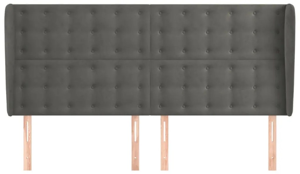 Cabeceira cama c/ abas veludo 183x23x118/128 cm cinzento-escuro