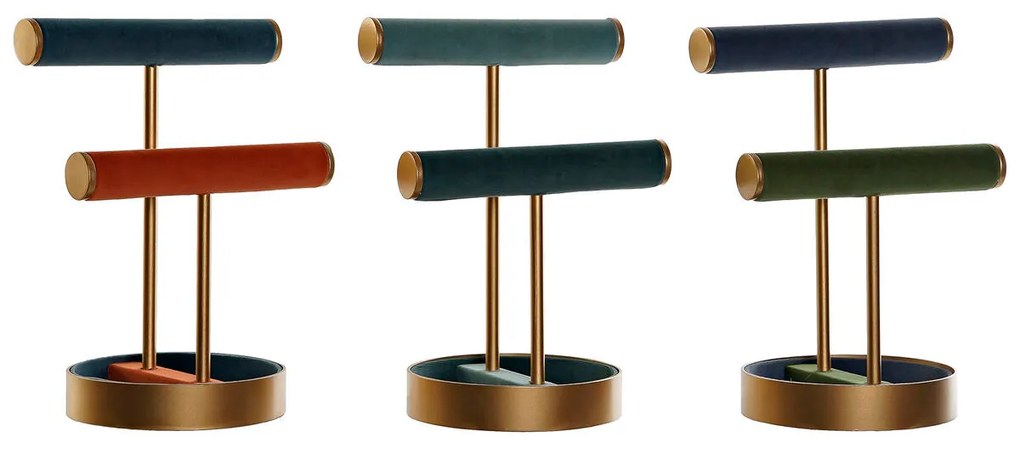 Guarda-Joias DKD Home Decor 21 x 16 x 30 cm Azul Metal Verde (3 Peças)