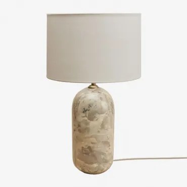 Candeeiro De Mesa Em Pedra Natural Yalvira Glendas Brancas De Ø30 Cm - ↑20 Cm & Mármore Bege Panther - Sklum