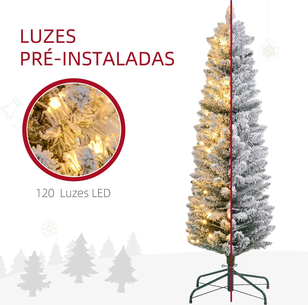 Árvore de Natal Árvore de Natal artificial nevada de 150 cm com 120 lu