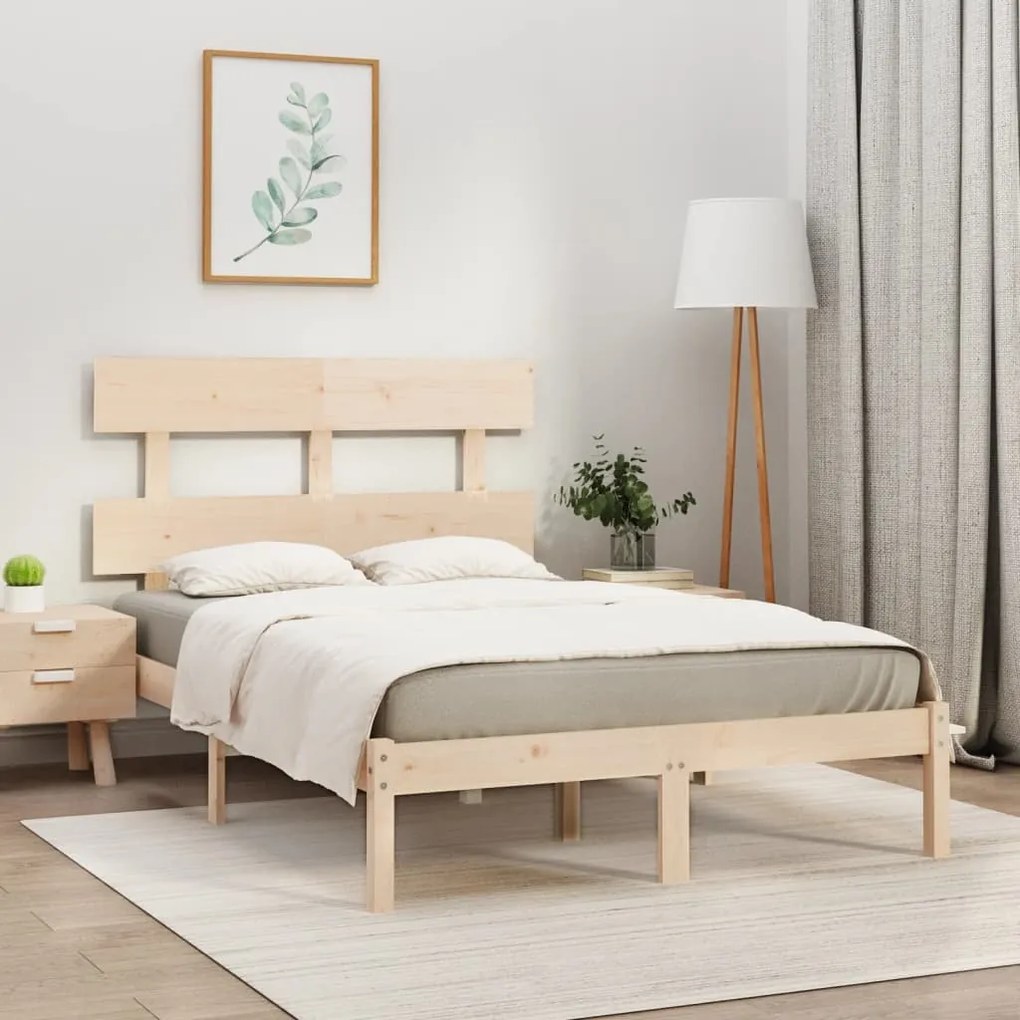 Estrutura de cama 140x190 cm madeira maciça