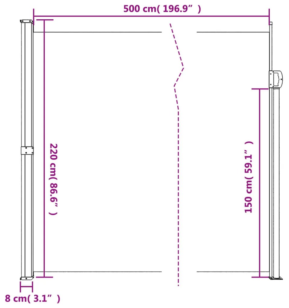 Toldo lateral retrátil 220x500 cm verde-escuro