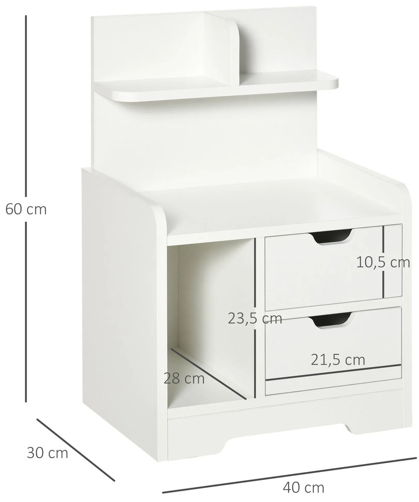 HOMCOM Mesa de Cabeceira Moderna Mesa de Cabeceira com 2 Gavetas e 3 C