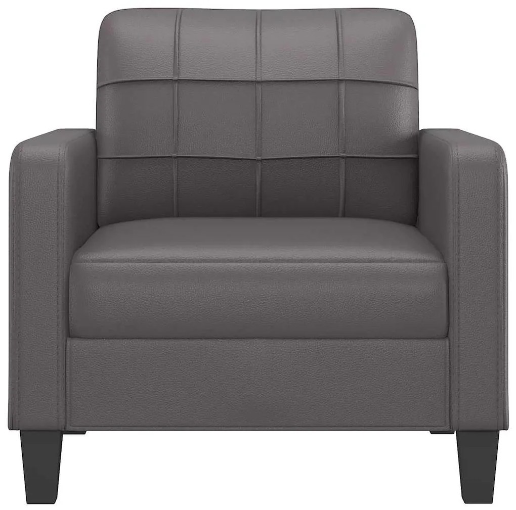 Poltrona 60 cm couro artificial cinzento