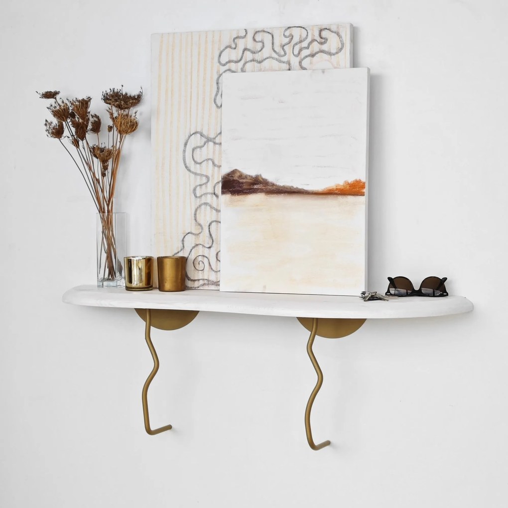 Prateleira de Parede Edera – Dourado e Branco – 99 cm x 22 cm