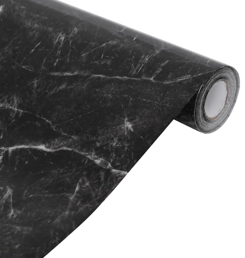 Autocolantes para móveis 90x500 cm PVC preto mármore