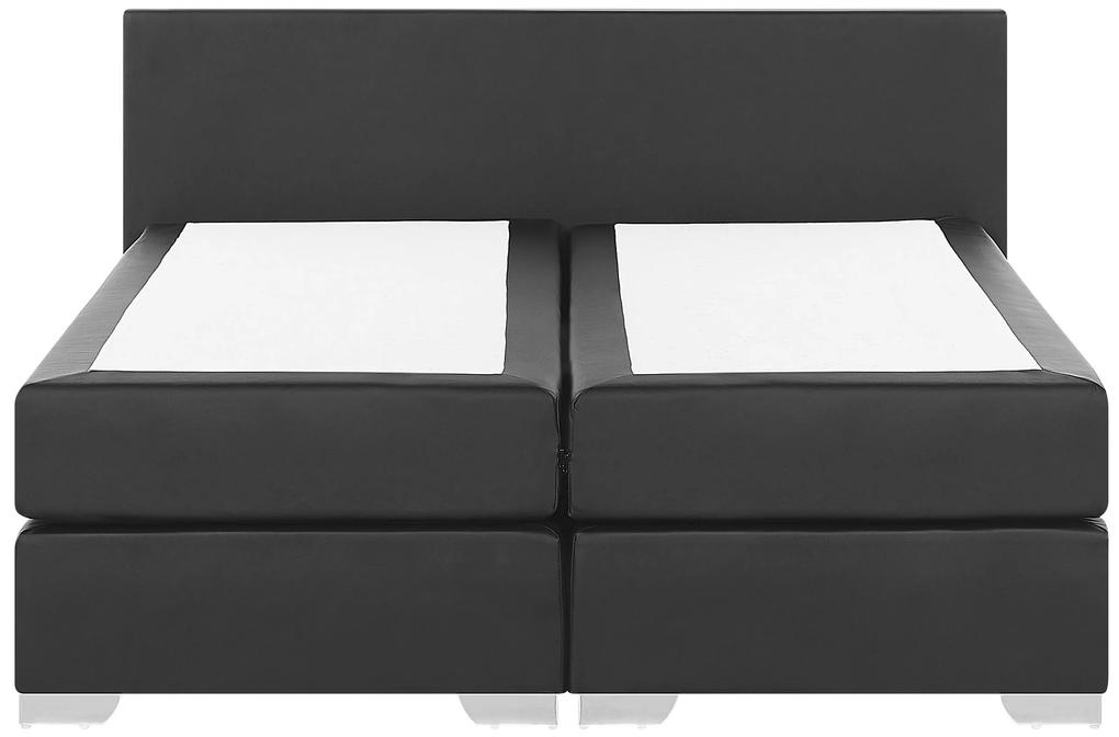 Cama de casal continental em pele sintética preta 160 x 200 cm PRESIDENT Beliani