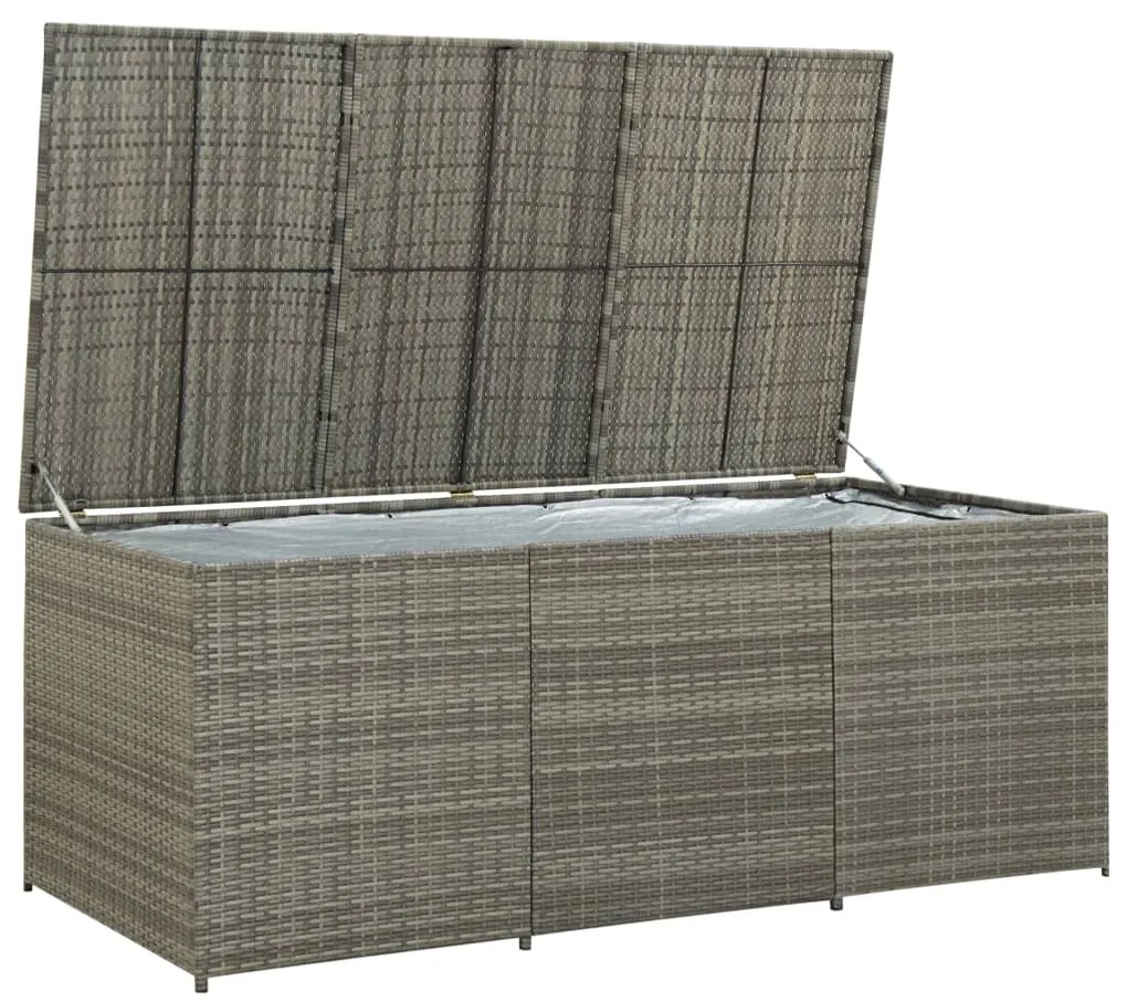 Caixa de arrumação para jardim 180x90x70 cm vime PE cinzento