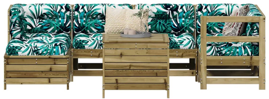 7 pcs conjunto sofás jardim madeira de pinho impregnada