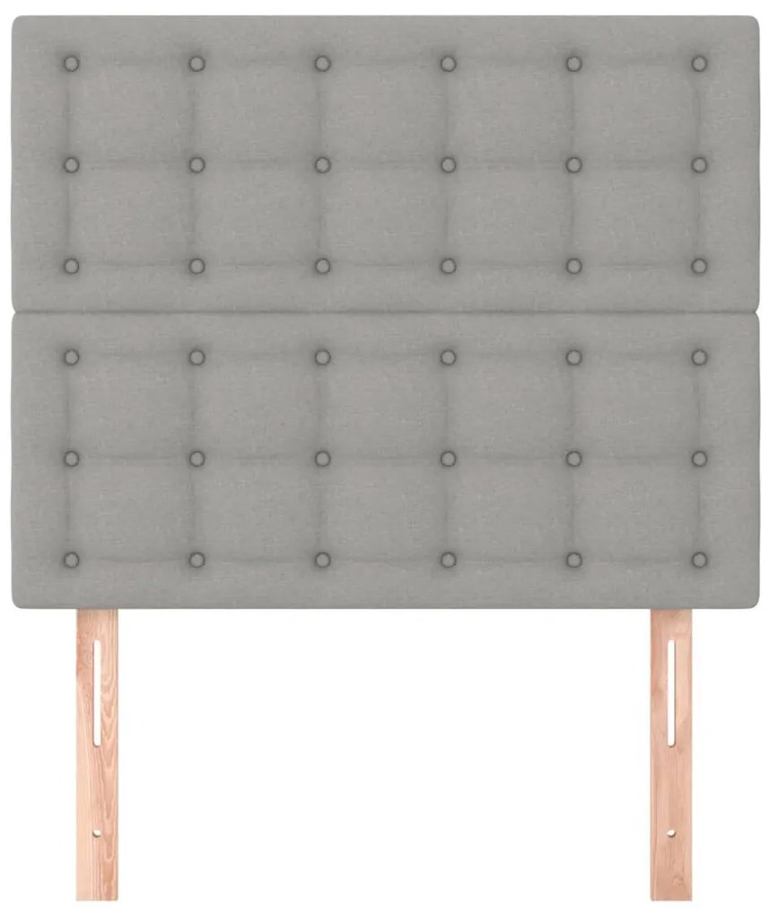 Cabeceira de cama 2 pcs tecido 100x5x78/88 cm cinzento-claro
