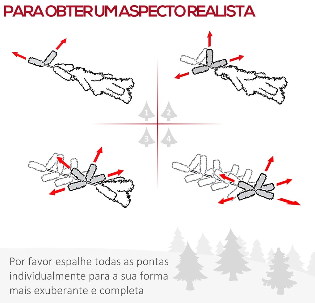 HOMCOM Árvore de Natal Artificial 180cm Ignífugo com 390 Pontas de Ram