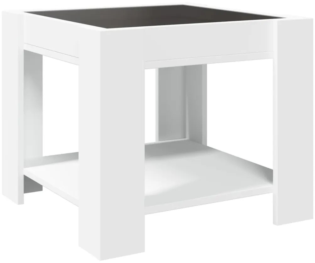 Mesa de centro c/ LEDs 53x53x45 cm derivados de madeira branco