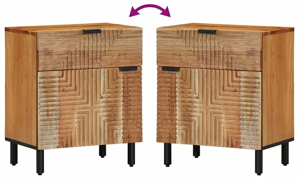 Mesa de Cabeceira vidaXL 50x33x60 cm Madeira de Acácia Sólida