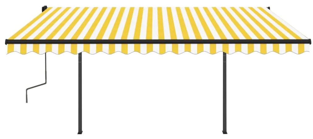 Toldo retrátil automático com postes 4,5x3 m amarelo e branco