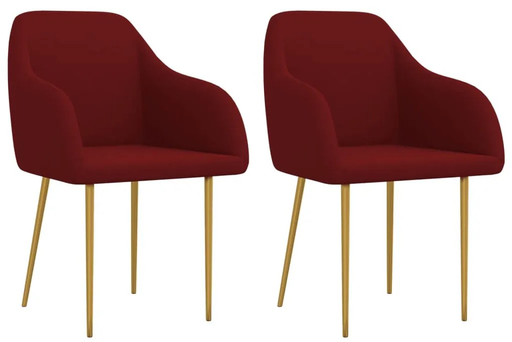vidaXL Cadeiras de jantar 2 pcs veludo vermelho tinto