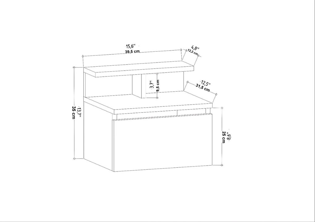 Mesa de Cabeceira Alice – Carvalho – 39,8x31,9x35 cm
